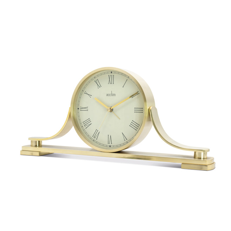 Acctim Traditional Analog Metal Quartz Alarm Tabletop Clock in Brass